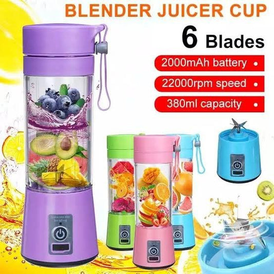 Aiwa USB Rechargeable Juicer Blender 4 Blades Electric Blender Mini Portable Personal Size Juicer Cup USB Rechargeable Mixer 380ml Food Grade Water Bottle Portable Fruit Juicer Machine